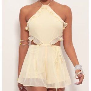 Yellow backless romper